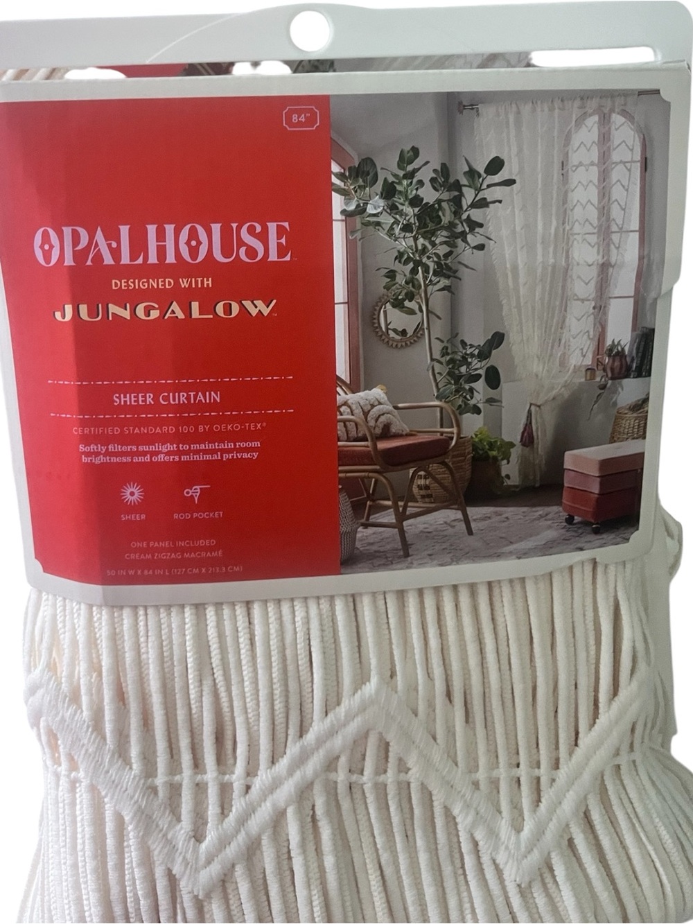 Target Opalhouse Jungalow Macrame Sheer 84” Curtain Panel Set Cream Bohemian